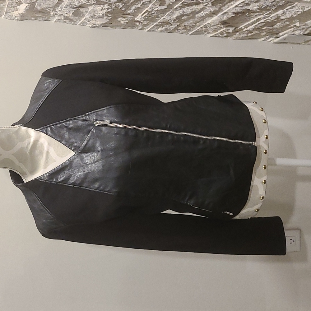 Calvin Klein Black Faux Leather Moto jacket